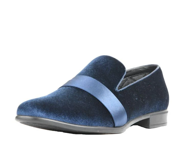 Amali Knight Navy Velvet Loafers Men’s Velvet - Image 2