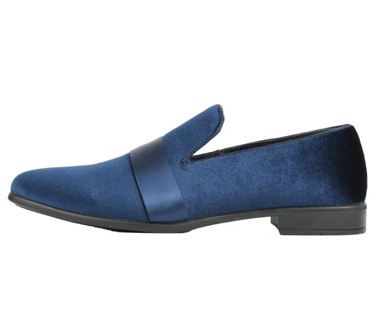 Amali Knight Navy Velvet Loafers Men’s Velvet - Image 3