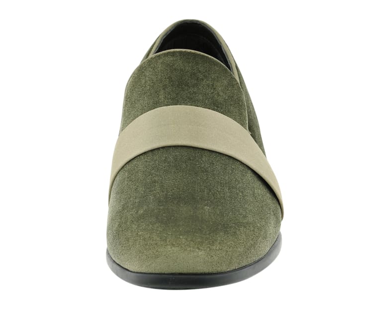 Amali Knight Olive Men’s Velvet Loafers - Image 4