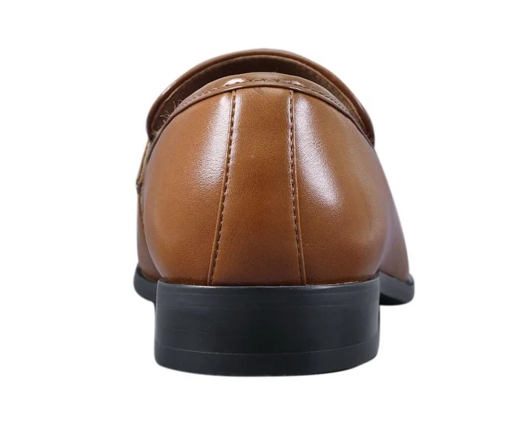 Amali Levi Men’s Cognac and White Leather Luxe Penny Loafers - Image 5