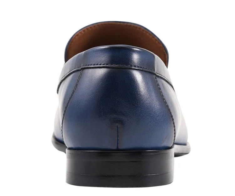 Amali Marco Navy Men’s Leather Loafers With Metal Bit - Image 5