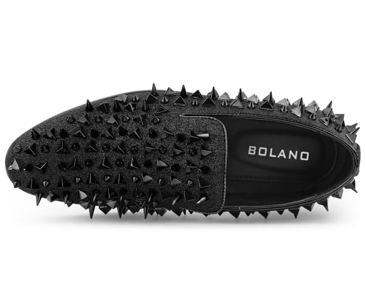 Amali Mesa Black Gold Studded Men's Leather Slip on Shoes - Image 4