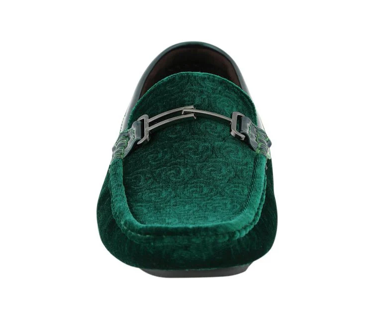 Amali Roberto Green Men's Velvet Green Driving Moccasins - Image 5