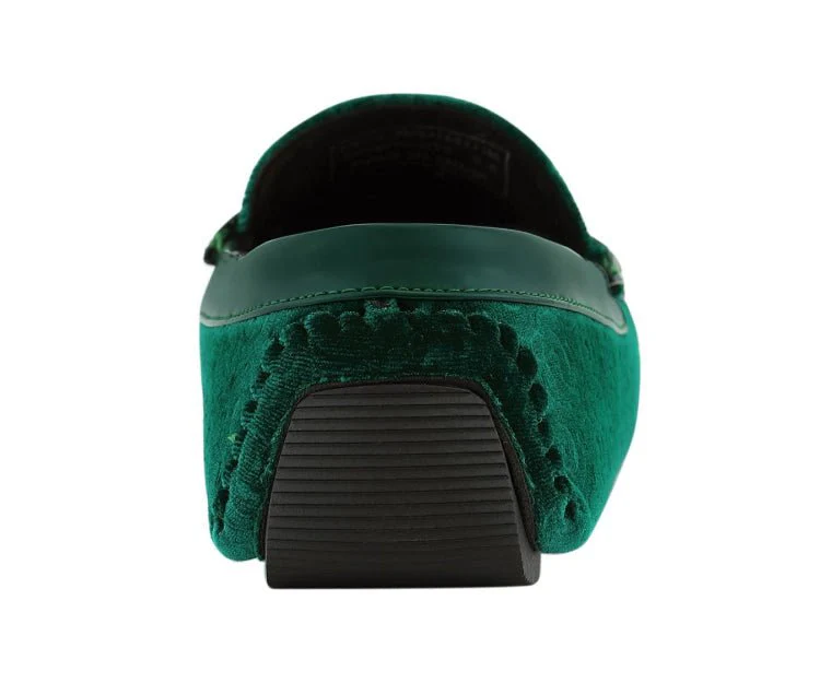 Amali Roberto Green Men's Velvet Green Driving Moccasins - Image 6