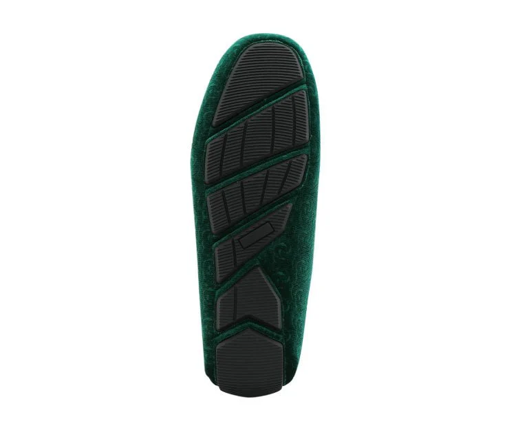 Amali Roberto Green Men's Velvet Green Driving Moccasins - Image 7