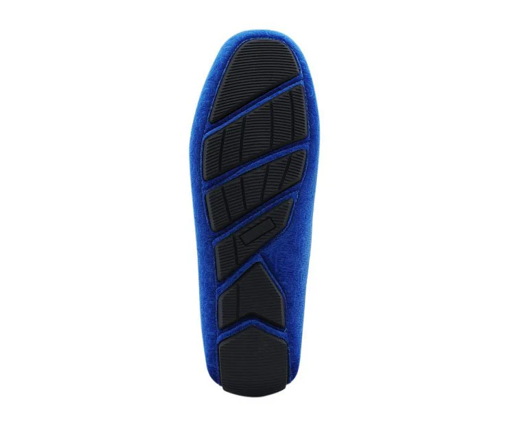 Amali Roberto Royal Velvet Dress Shoes Men’s Blue Moccasins - Image 6