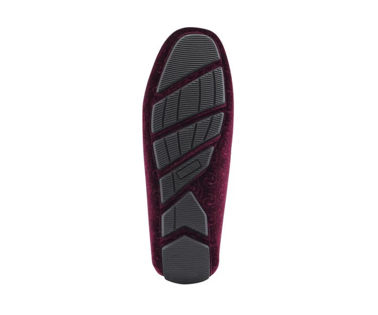 Amali Roberto Velvet Elegance Burgundy Floral Moccasins For Men - Image 6
