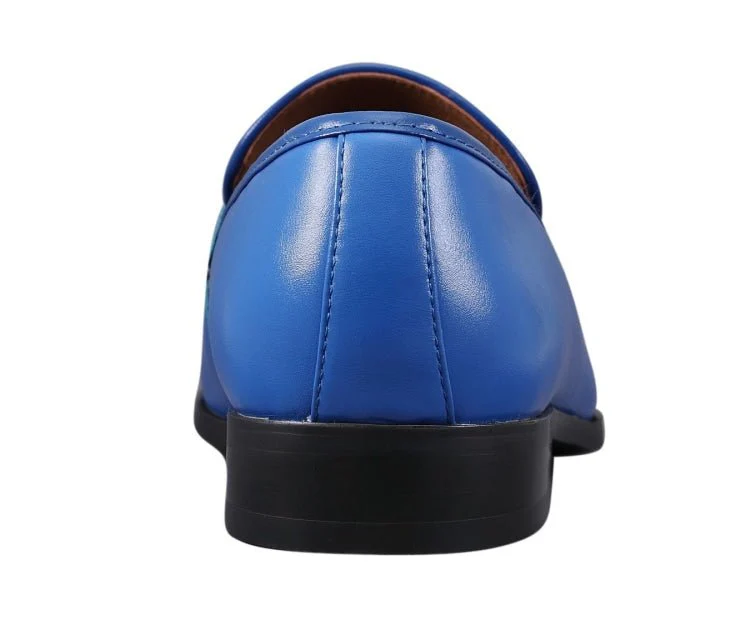 Amali Royal Elegance Two Tone Penny Loafers Men’s Leather Royal Blue and White - Image 5