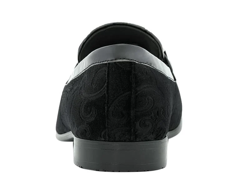 Amali Throne Black Men’s Velvet Slip On Loafers - Image 5