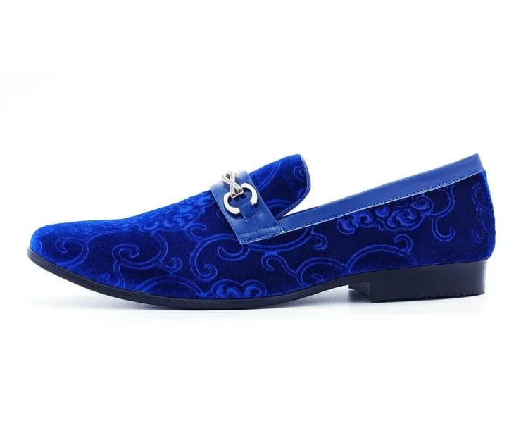 Amali Throne Royal Blue Velvet Loafers Men’s Slip On Loafer Shoes - Image 2