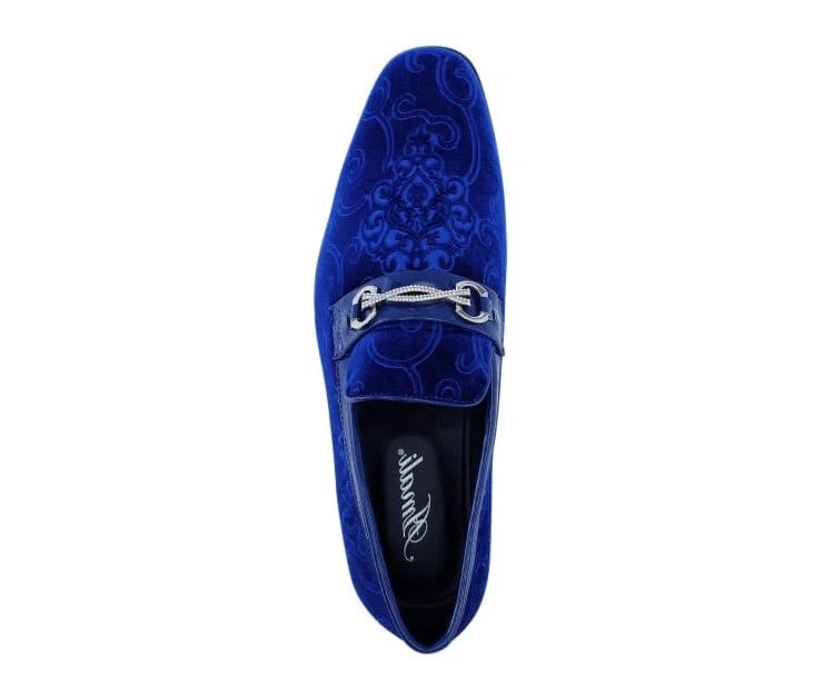 Amali Throne Royal Blue Velvet Loafers Men’s Slip On Loafer Shoes - Image 3