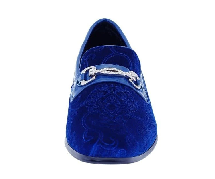 Amali Throne Royal Blue Velvet Loafers Men’s Slip On Loafer Shoes - Image 4