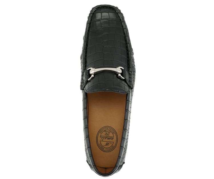 Amali Titus Crocodile Elegance Loafers Men’s Black Leather - Image 3