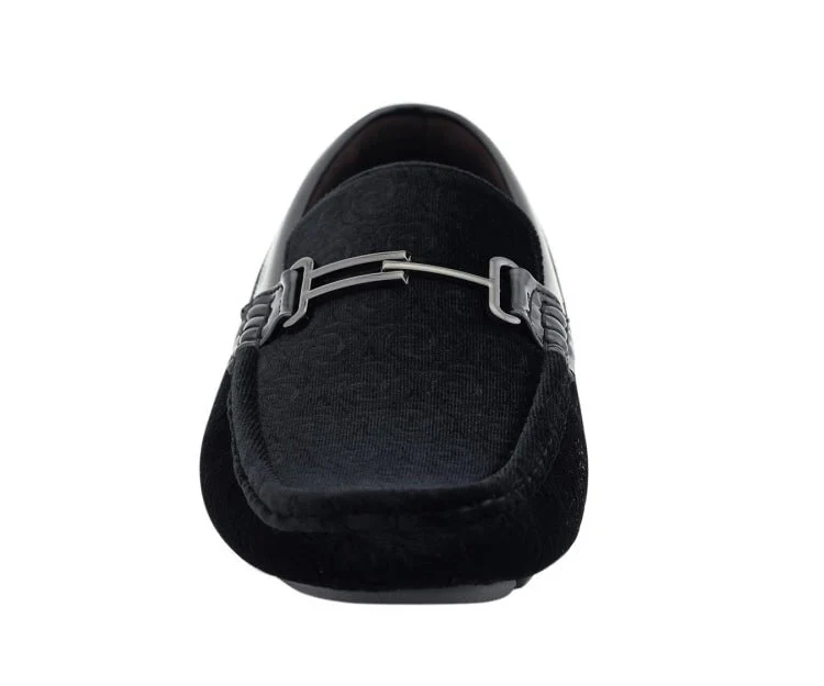 Amali Velvet Elegance Black Floral Driving Moccasins Men's Velvet - Image 3