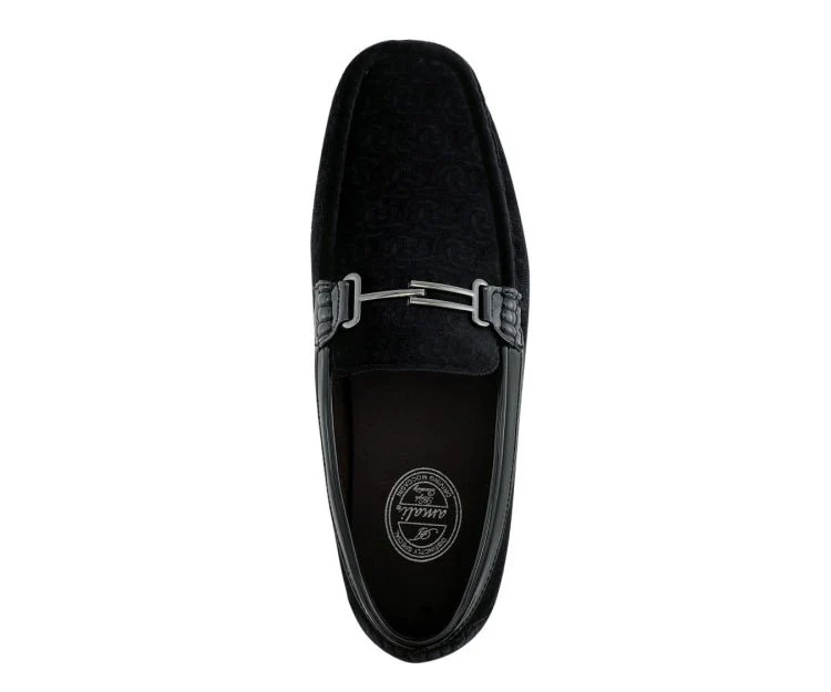 Amali Velvet Elegance Black Floral Driving Moccasins Men's Velvet - Image 4