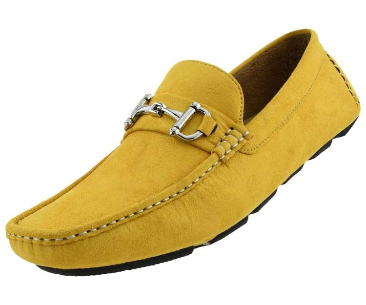 Amali Walken 2 Men's Suede Driving Loafers Mustard Yellow - Image 2