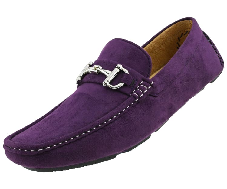 Amali Walken Purple Men’s Suede Driving Shoes - Image 2