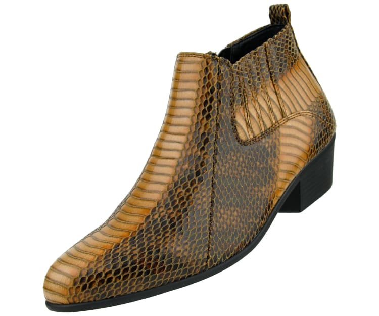 Bolano Adder Men's Exotic Leather Ankle Boot Cognac Snake - Image 2
