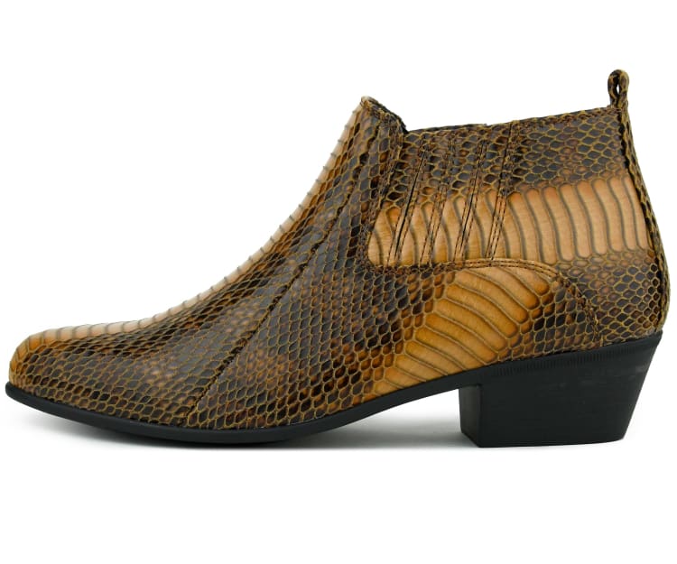 Bolano Adder Men's Exotic Leather Ankle Boot Cognac Snake - Image 3