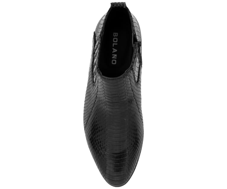 Bolano Adder Men's Exotic Snake Black Leather Ankle Boots - Image 4