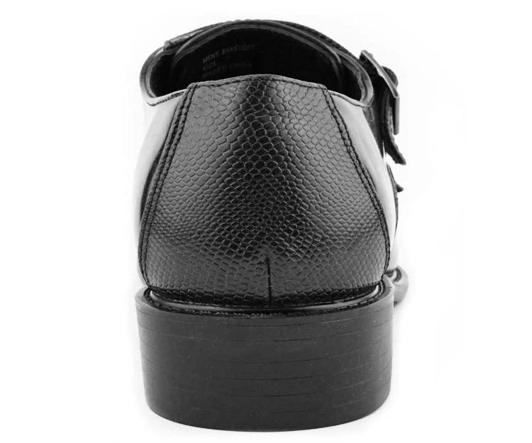 Bolano Bancroft Black Men's Double Monk Strap Leather Shoes - Image 5