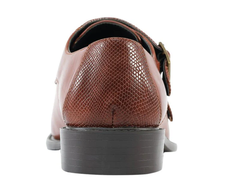 Bolano Bancroft Cognac Double Monk Strap Men's Leather Shoes - Image 5
