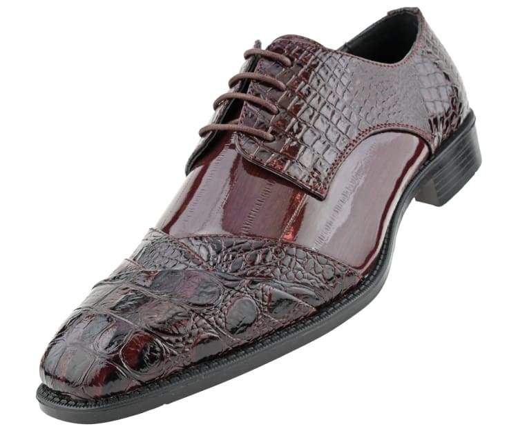 Bolano Bandit Men's Burgundy Croc Oxford Shoes - Image 2