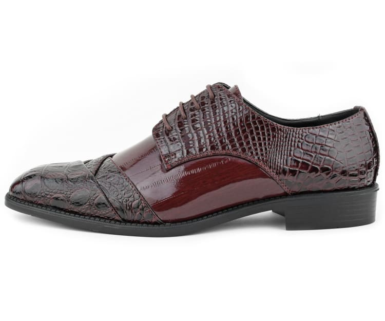 Bolano Bandit Men's Burgundy Croc Oxford Shoes - Image 3