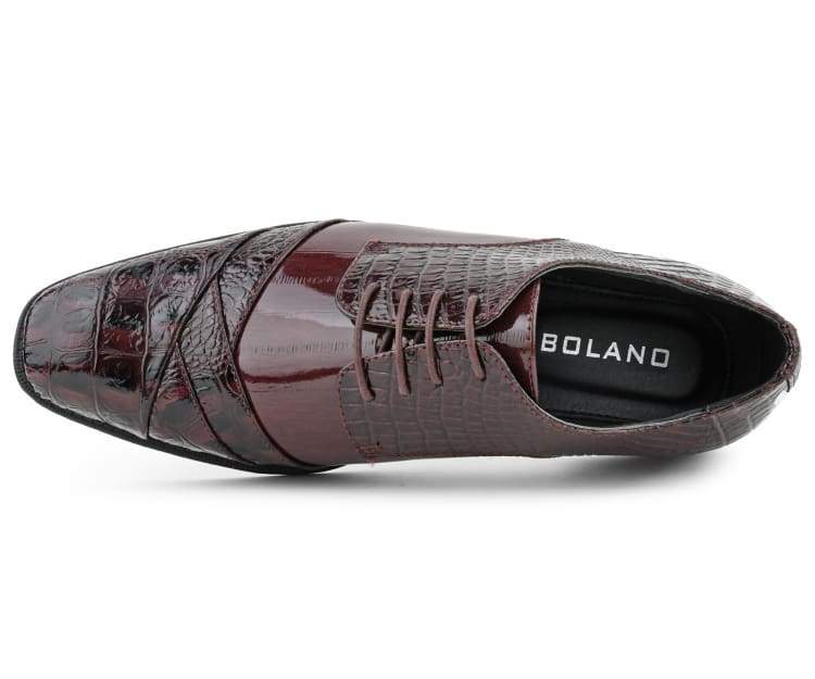 Bolano Bandit Men's Burgundy Croc Oxford Shoes - Image 4