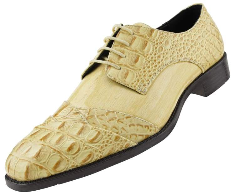 Bolano Bandit Men's Oxford Beige Croc Dress Shoes - Image 2