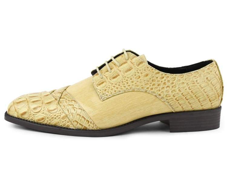 Bolano Bandit Men's Oxford Beige Croc Dress Shoes - Image 3