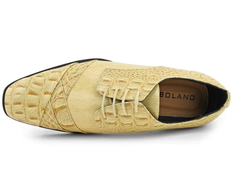 Bolano Bandit Men's Oxford Beige Croc Dress Shoes - Image 4