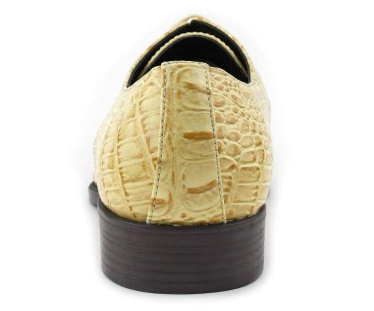 Bolano Bandit Men's Oxford Beige Croc Dress Shoes - Image 5