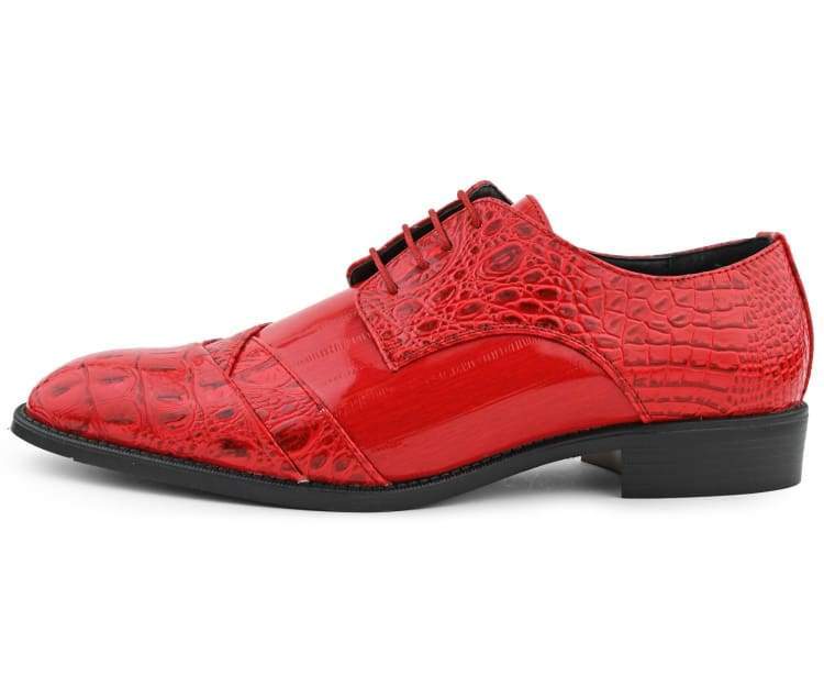 Bolano Bandit Men's Red Croc Oxford Dress Shoes - Image 3