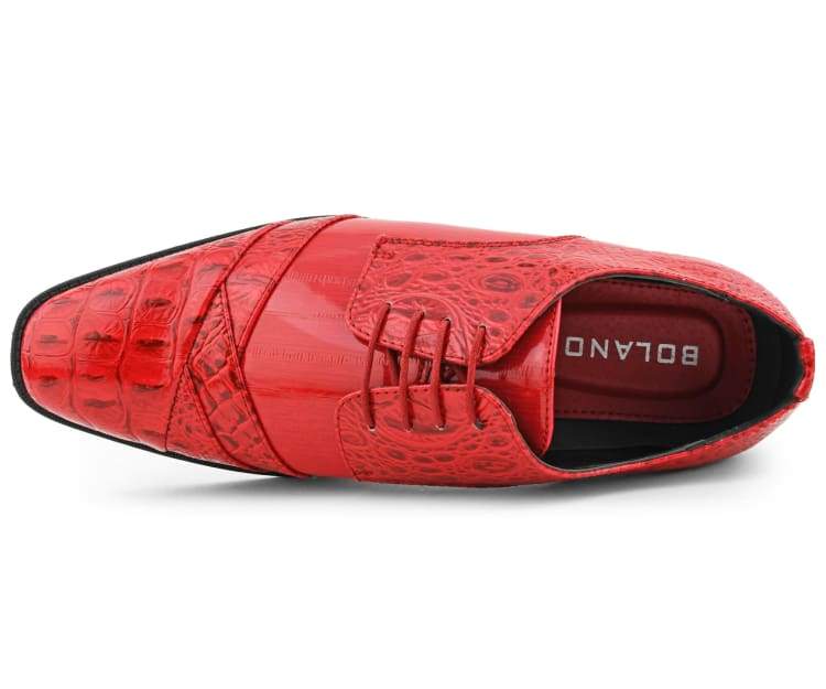 Bolano Bandit Men's Red Croc Oxford Dress Shoes - Image 4