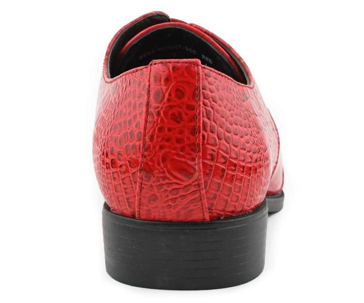 Bolano Bandit Men's Red Croc Oxford Dress Shoes - Image 5