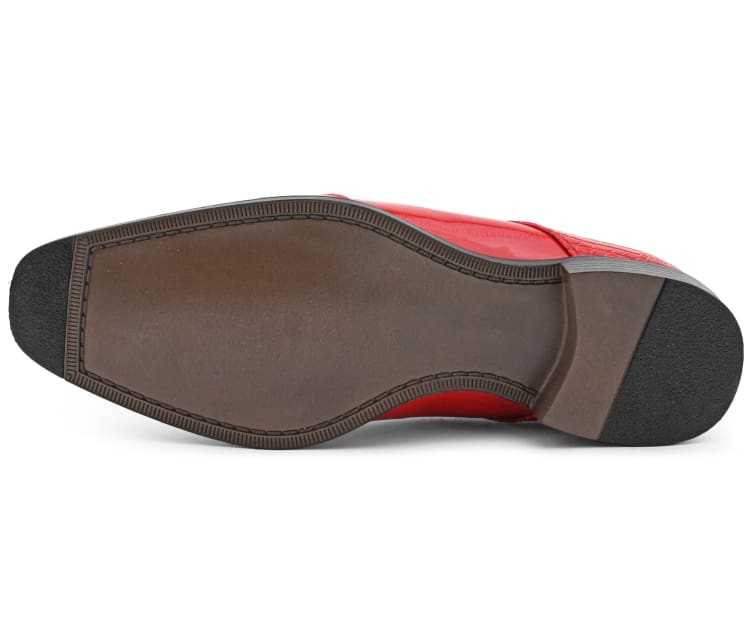 Bolano Bandit Men's Red Croc Oxford Dress Shoes - Image 6