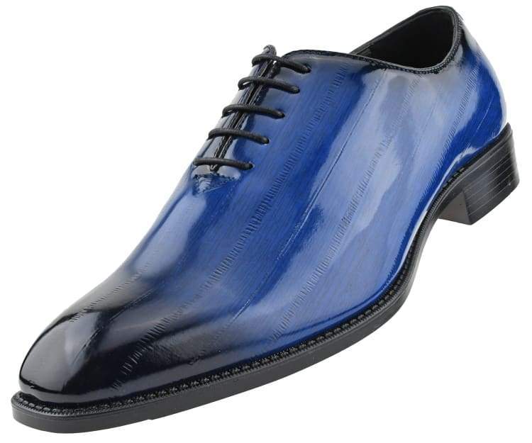 Bolano Brayden Men’s Eel Skin Royal Blue Exotic Oxfords - Image 2