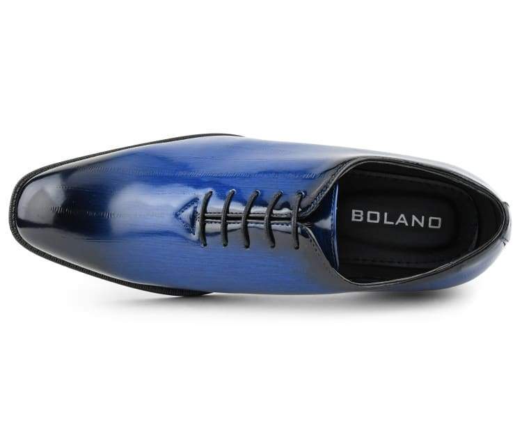 Bolano Brayden Men’s Eel Skin Royal Blue Exotic Oxfords - Image 5