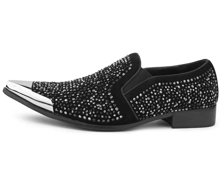 Bolano Desta Men's Black and Silver Elegant Slip On Loafer Shoes - Image 3