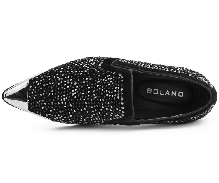 Bolano Desta Men's Black and Silver Elegant Slip On Loafer Shoes - Image 4