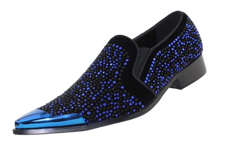 Bolano Desta Men's Rhinestone Loafer Black/Royal Blue - Image 2