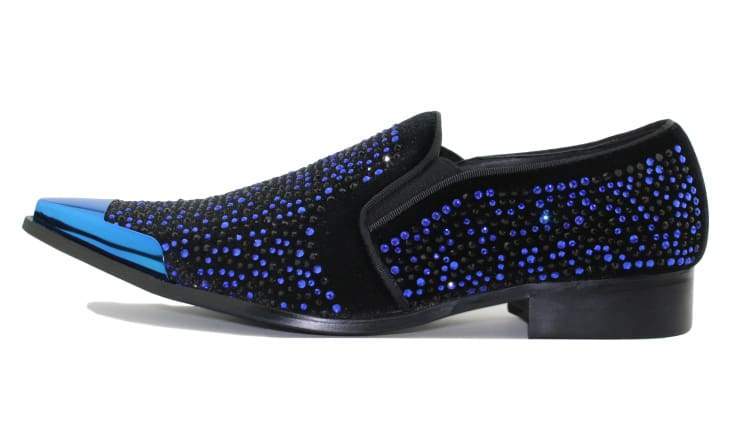 Bolano Desta Men's Rhinestone Loafer Black/Royal Blue - Image 3