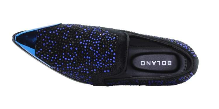 Bolano Desta Men's Rhinestone Loafer Black/Royal Blue - Image 4