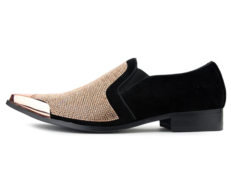 Bolano Dezzy Men's Rose Gold Glitter Leather Tuxedo Slippers - Image 4