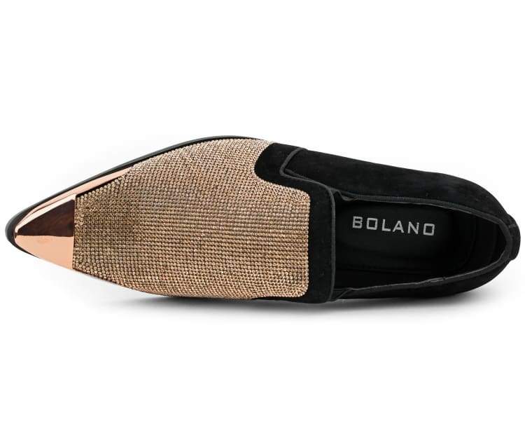 Bolano Dezzy Men's Rose Gold Glitter Leather Tuxedo Slippers - Image 5