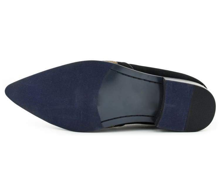 Bolano Dezzy Sparkling Gold Glitter Men's Tuxedo Slip On Dress Shoes - Image 7