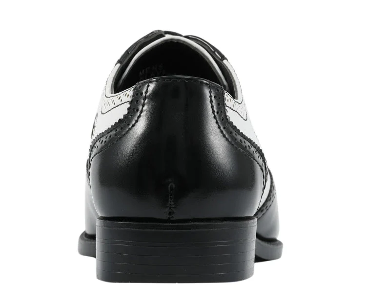 Bolano Elwyn Men’s Black & White Leather Derby Brogue Shoes – Classic Two-Tone Elegance with Modern Dress Style - Image 6