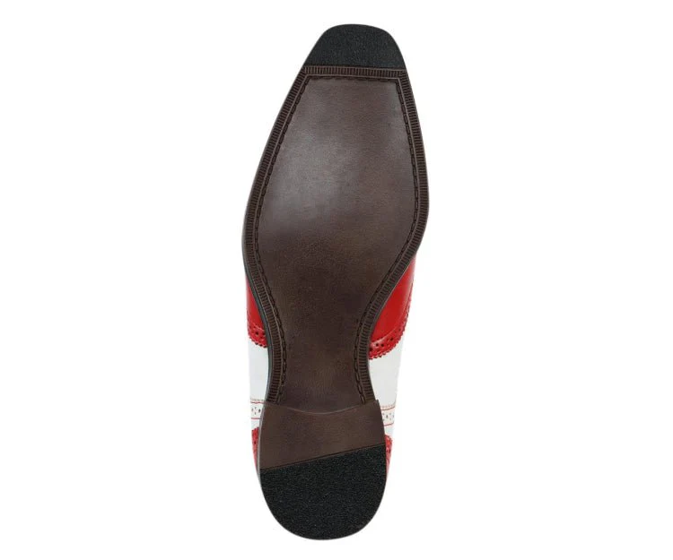 Bolano Elwyn Men’s Red & White Leather Derby Brogue Dress Shoes – Bold Two-Tone Statement with Modern Vintage Flair - Image 6