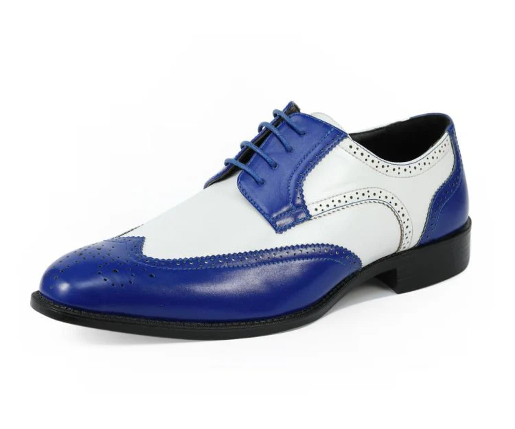 Bolano Elwyn Men’s Royal Blue Leather Derby Oxford Shoes – Bold Modern Craft with Sleek Dress Elegance